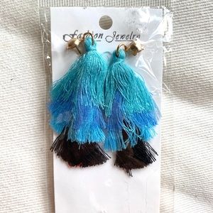 New Blue tassel earrings